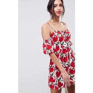 Rose Print Puff Sleeve Sundress